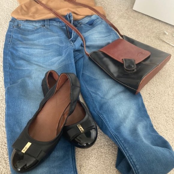 💘Cole Haan Ballet Flats Black Gold Bow 7.5👌🏻 - Picture 3 of 7